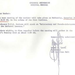 Announcements, 1969-12-10. ...