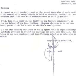Announcements, 1969-10-06. ...