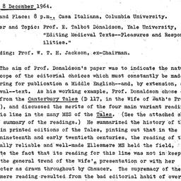 Minutes, 1964-12-08. Mediev...