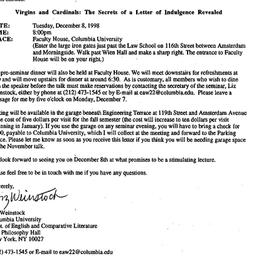 Announcements, 1998-11-29. ...