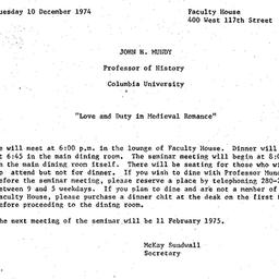 Announcements, 1974-12-10. ...