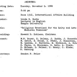 Minutes, 1982-11-09. Mediev...