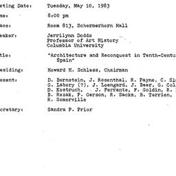 Minutes, 1983-05-10. Mediev...