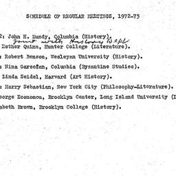 Schedules, Medieval Studies...