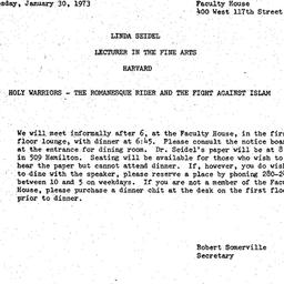 Announcements, 1973-01-30. ...