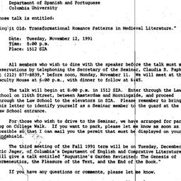 Announcements, 1991-10-21. ...