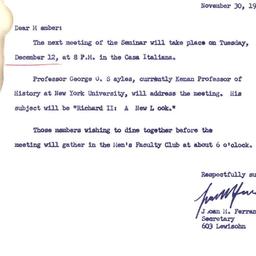 Announcements, 1967-11-30. ...