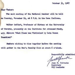 Announcements, 1967-10-31. ...