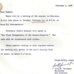 Announcements, 1968-02-01. ...