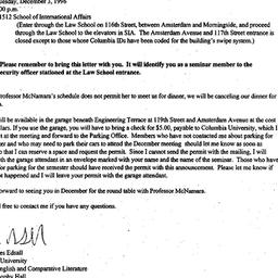 Announcements, 1996-11-22. ...