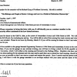 Announcements, 1997-03-19. ...