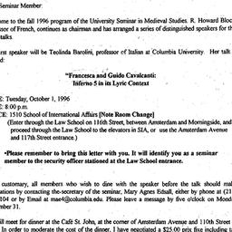 Announcements, 1996-09-11. ...