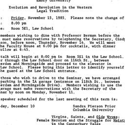 Announcements, 1985-10-25. ...