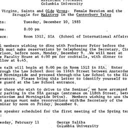 Announcements, 1985-11-25. ...