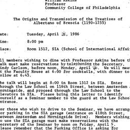 Announcements, 1986-03-24. ...