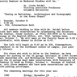 Announcements, 1985-09-16. ...