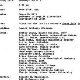 Minutes, 1985-04-09. Mediev...