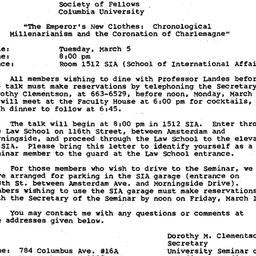 Announcements, 1985-02-18. ...