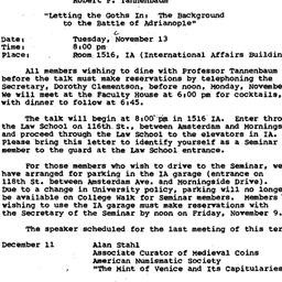 Announcements, 1984-10-26. ...