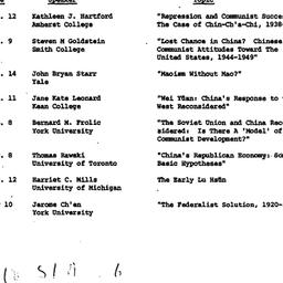 Schedules, Modern East Asia...