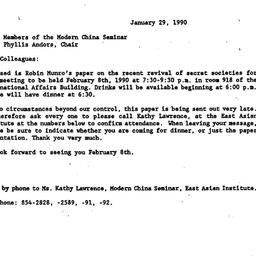 Announcements, 1990-01-29. ...