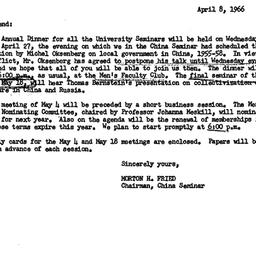 Announcements, 1966-04-08. ...