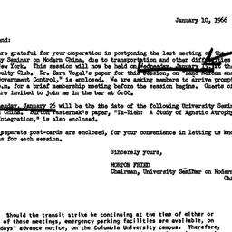 Announcements, 1966-01-10. ...