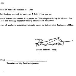Minutes, 1981-10-08. Modern...