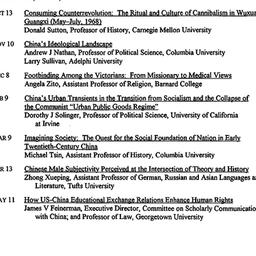 Schedules, Modern East Asia...