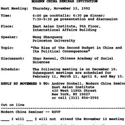 Announcements, 1992-10-19. ...
