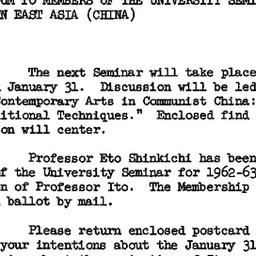Announcements, 1962-01-31. ...