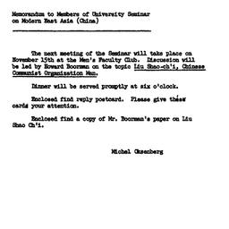 Announcements, 1961-11-09. ...
