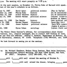 Announcements, 1987-09-17. ...