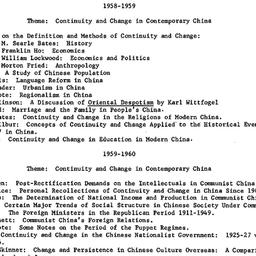 Schedules, Modern East Asia...