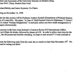 Announcements, 1998-10-30. ...