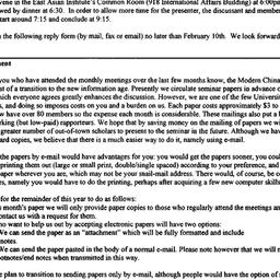 Announcements, 1999-01-20. ...