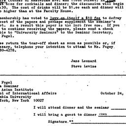 Announcements, 1974-10-11. ...