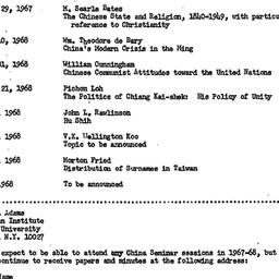 Announcements, 1967-10-03. ...