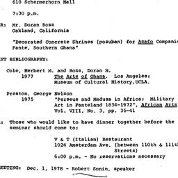 Announcements, 1978-11-10. ...