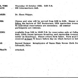Announcements, 1989-10-12. ...