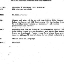 Announcements, 1989-11-09. ...