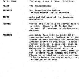 Announcements, 1990-04-05. ...