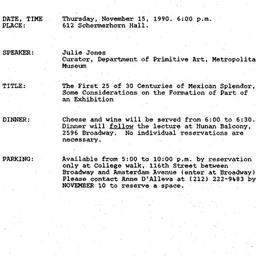 Announcements, 1990-11-15. ...
