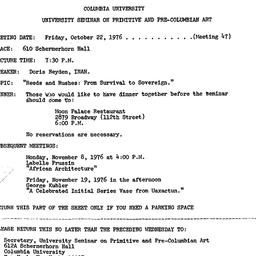 Announcements, 1976-10-22. ...