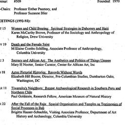 Schedules, The Art of Afric...
