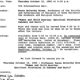 Announcements, 1992-09-23. ...