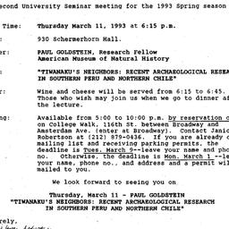 Announcements, 1993-02-16. ...