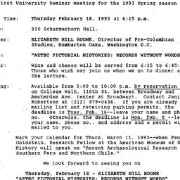 Announcements, 1993-01-22. ...