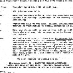 Announcements, 1993-03-31. ...