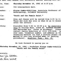 Announcements, 1992-10-27. ...